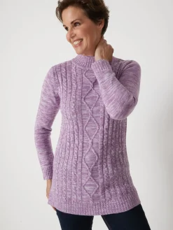 Femme Daxon Pull col montant maille torsadée