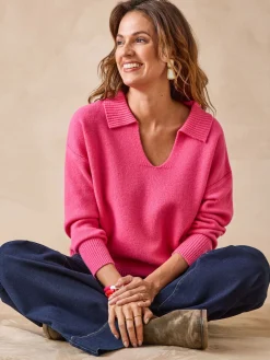 Femme Daxon Pull col polo en pure laine