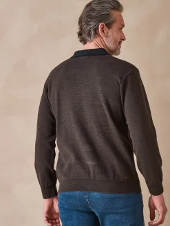 Homme Daxon Pull col polo zippé avec laine