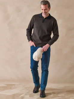 Homme Daxon Pull col polo zippé avec laine