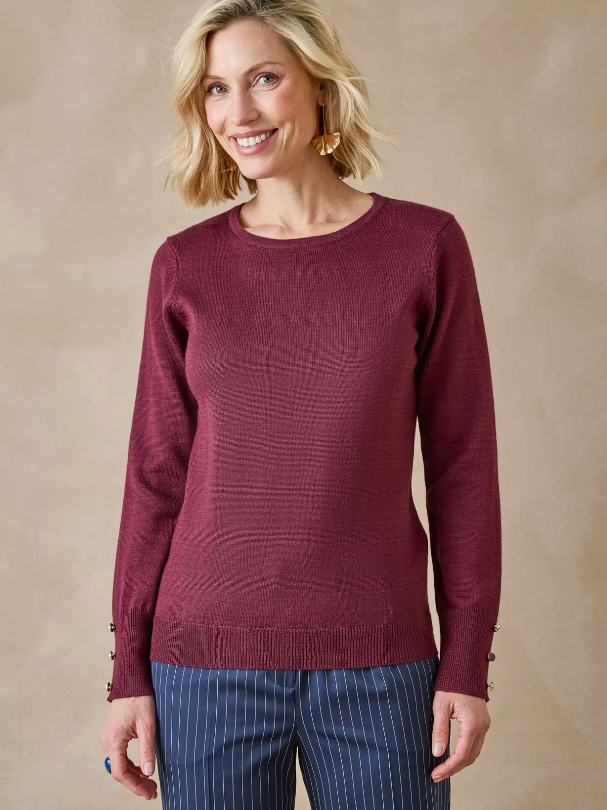 Femme Daxon Pull col rond 50% laine mérinos