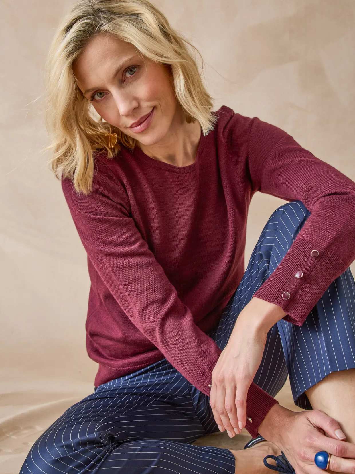 Femme Daxon Pull col rond 50% laine mérinos