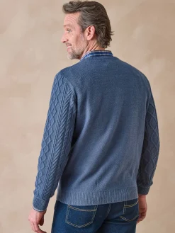 Homme Daxon Pull col rond style irlandais 30% laine