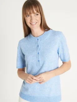 Femme Daxon Pull col tunisien en maille chinée