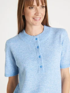 Femme Daxon Pull col tunisien en maille chinée