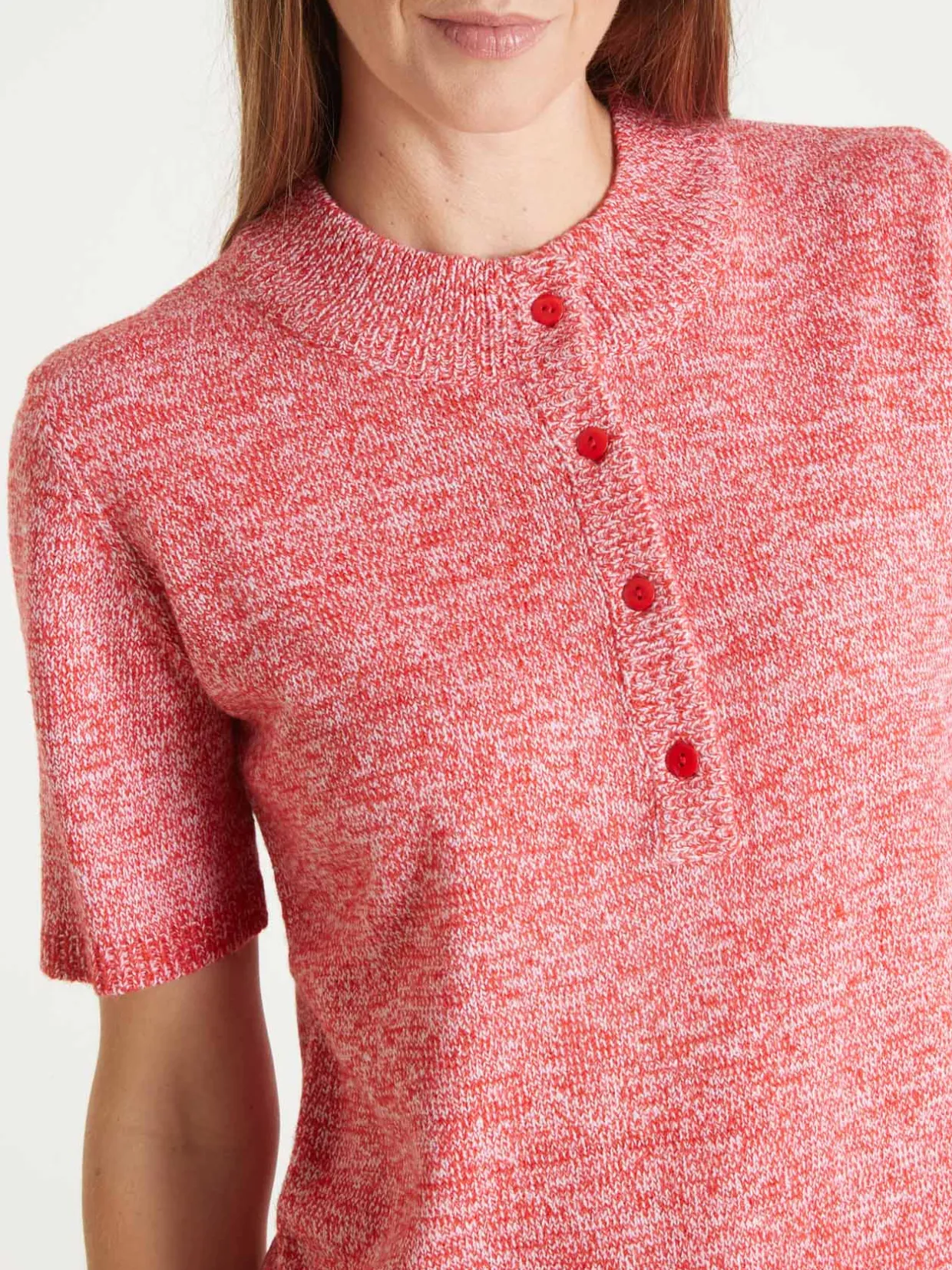 Femme Daxon Pull col tunisien en maille chinée