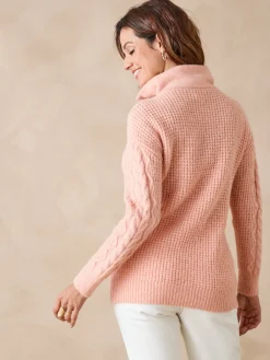 Femme Daxon Pull en maille fantaisie col zippé