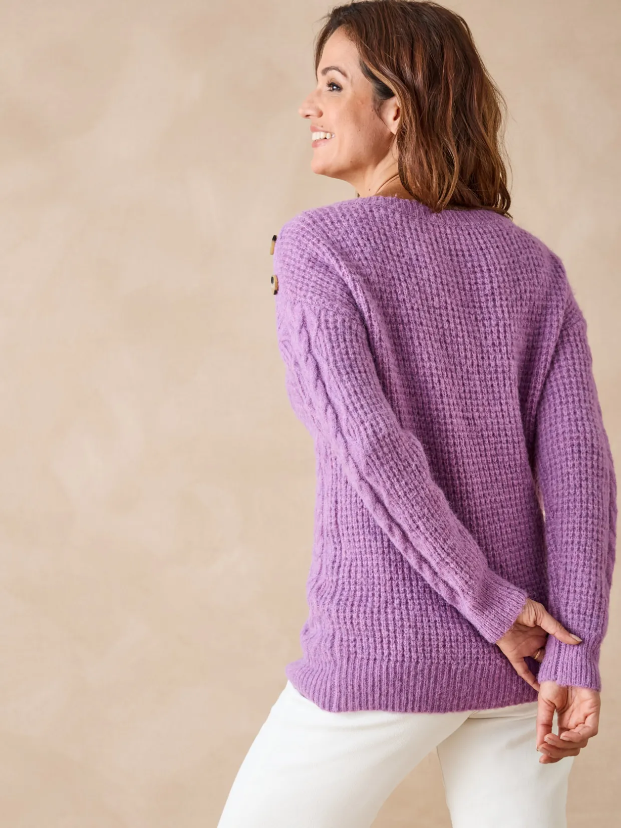 Femme Daxon Pull en maille fantaisie col rond