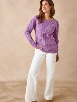 Femme Daxon Pull en maille fantaisie col rond