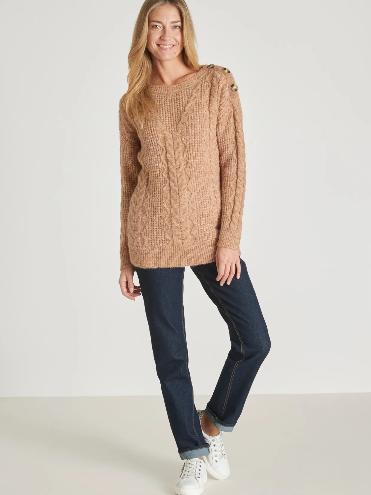 Femme Daxon Pull en maille fantaisie col rond