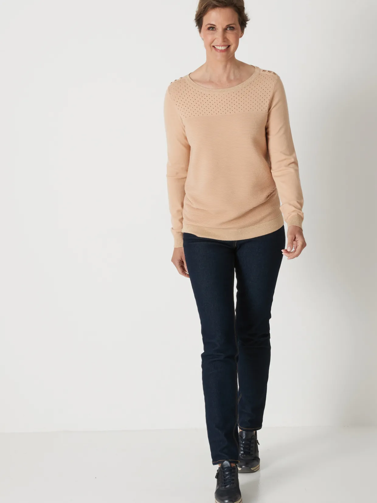 Femme Daxon Pull en maille jersey et ottoman