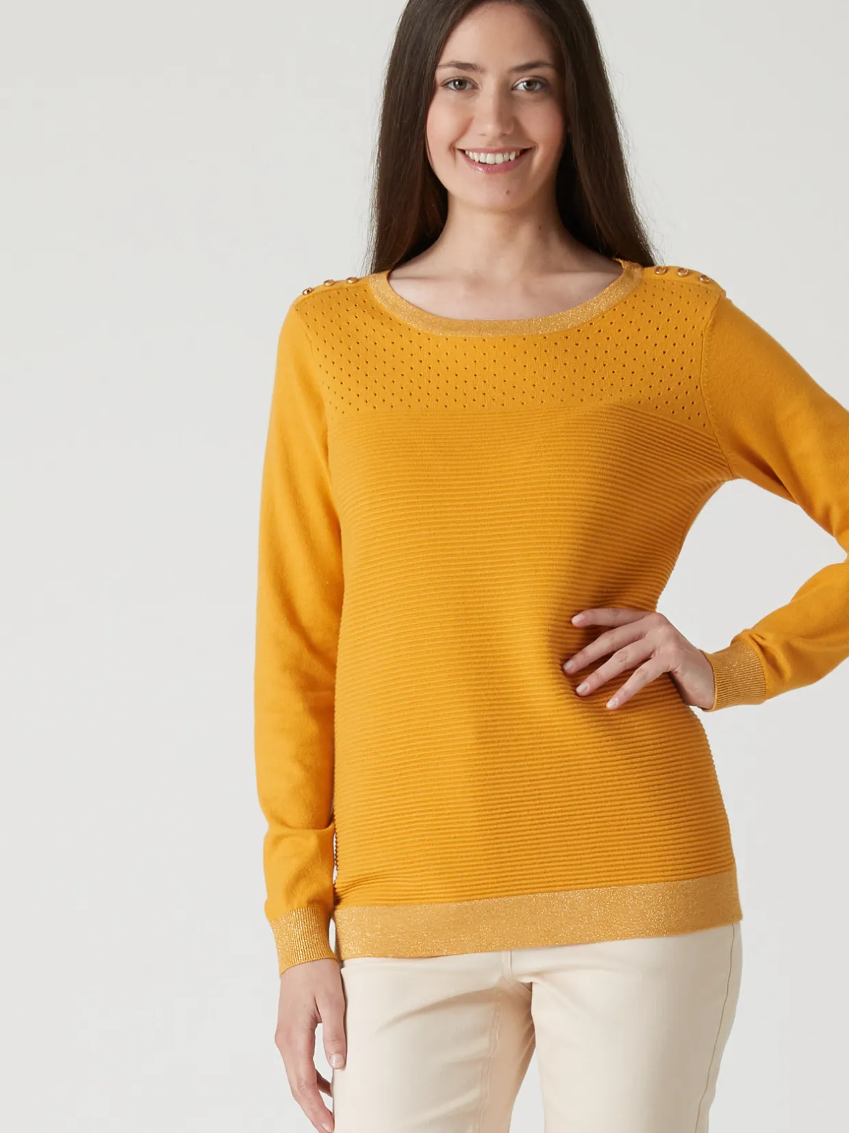 Femme Daxon Pull en maille jersey et ottoman