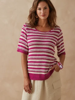 Femme Daxon Pull en maille ruban brillante