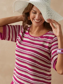 Femme Daxon Pull en maille ruban brillante