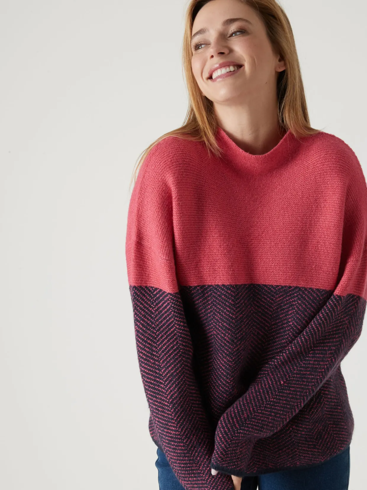 Femme Daxon Pull jacquard col cheminée