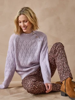 Femme Daxon Pull maille fantaisie col montant