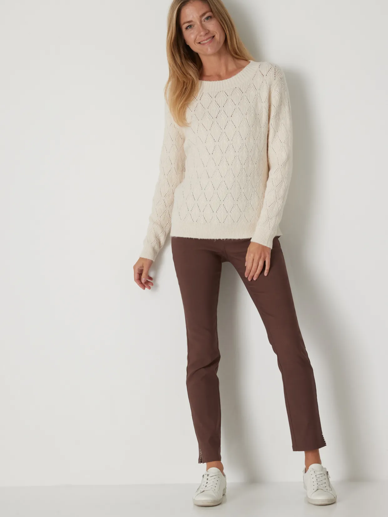 Femme Daxon Pull maille fantaisie encolure ronde