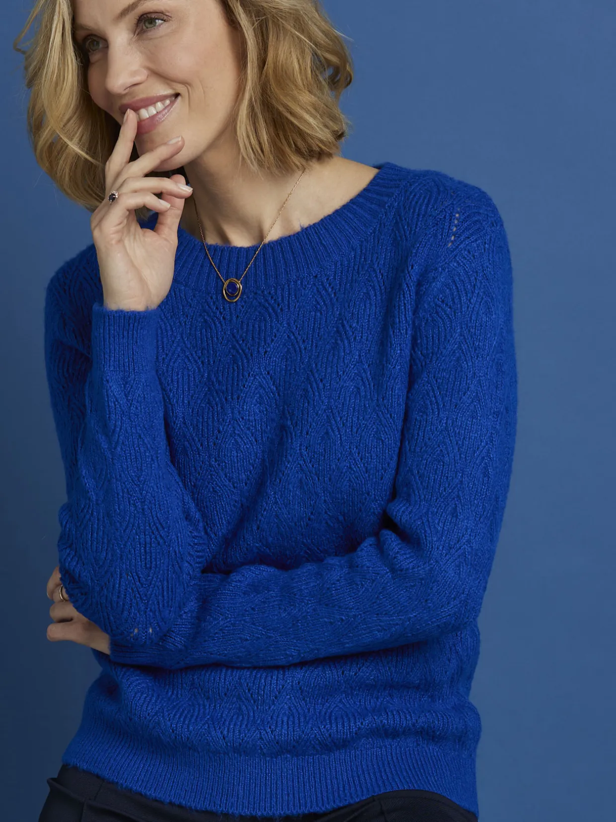 Femme Daxon Pull maille fantaisie encolure ronde