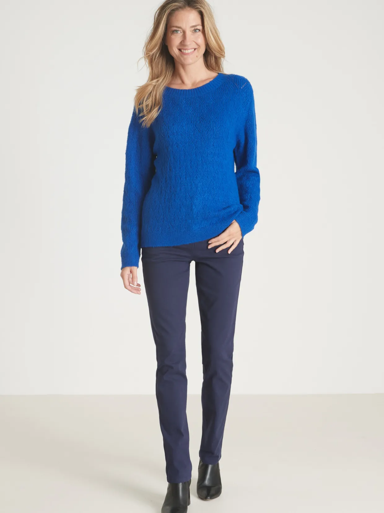 Femme Daxon Pull maille fantaisie encolure ronde