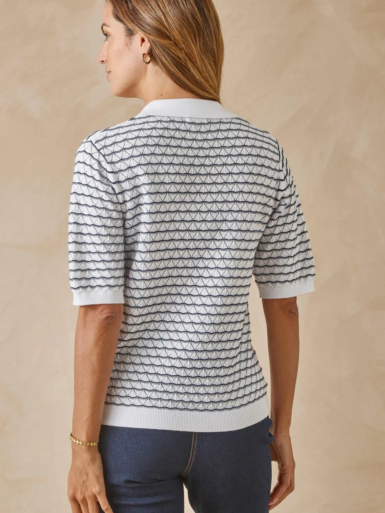 Femme Daxon Pull maille fantaisie et jeux de rayures