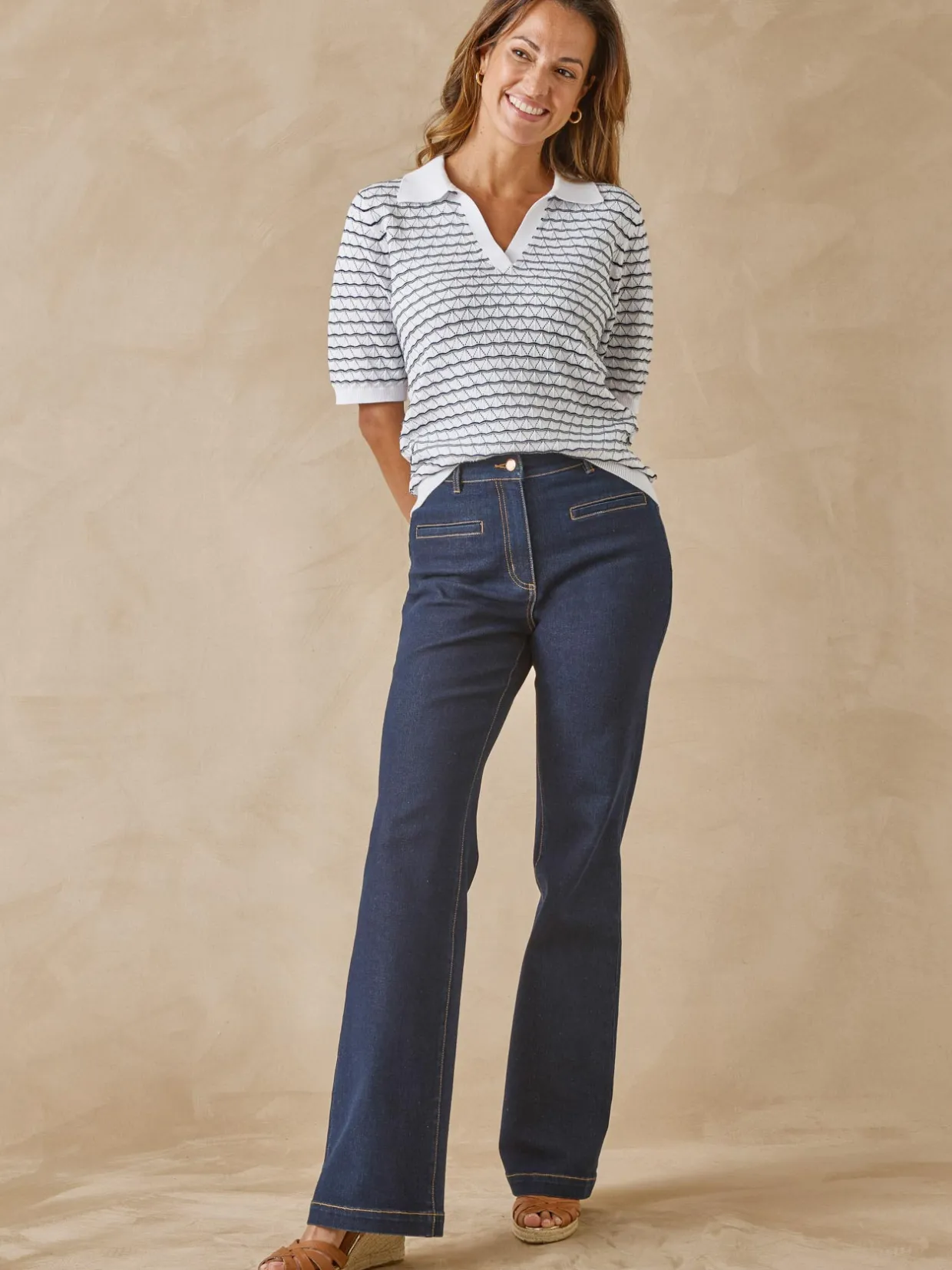 Femme Daxon Pull maille fantaisie et jeux de rayures