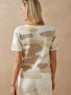 Femme Daxon Pull manches courtes jacquard intarsia