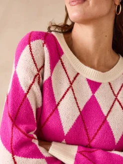 Femme Daxon Pull motifs jacquard géométriques