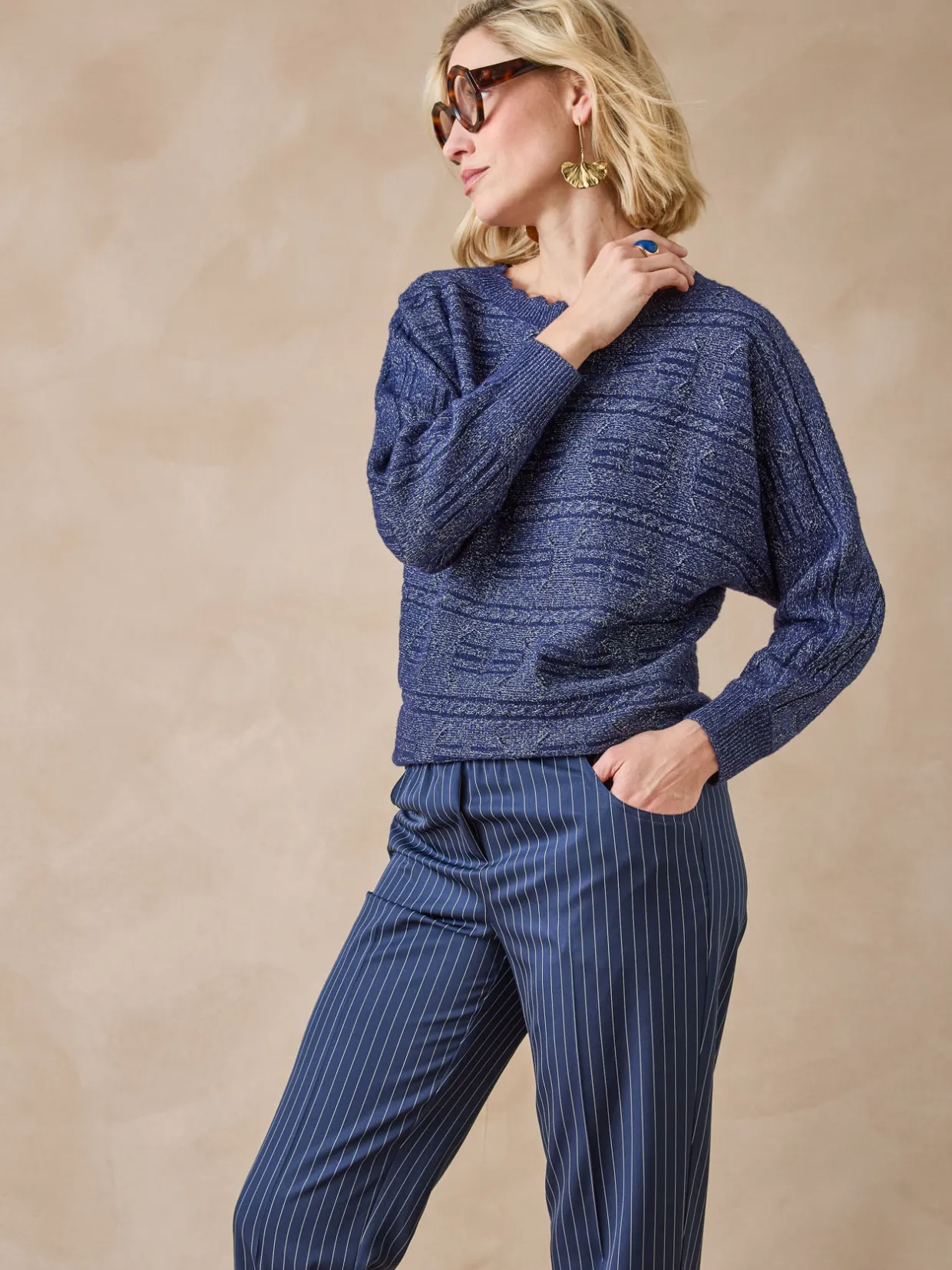 Femme Daxon Pull point fantaisie avec laine