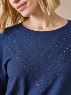 Femme Daxon Pull point fantaisie détails rivets