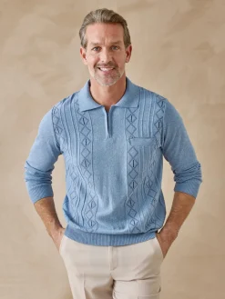 Homme Daxon Pull polo jacquard zippé