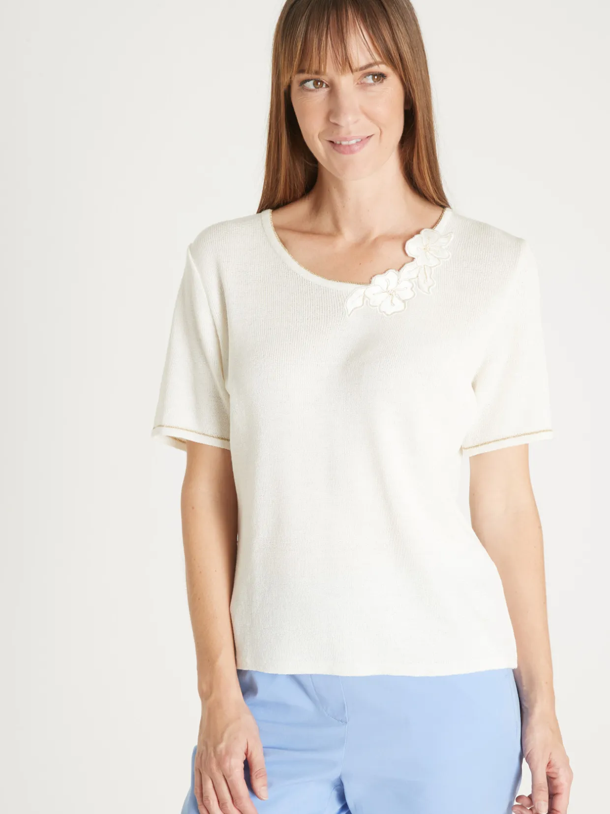 Femme Daxon Pull raffiné avec broderies