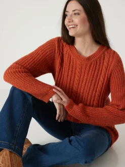 Femme Daxon Pull torsadé avec laine et mohair