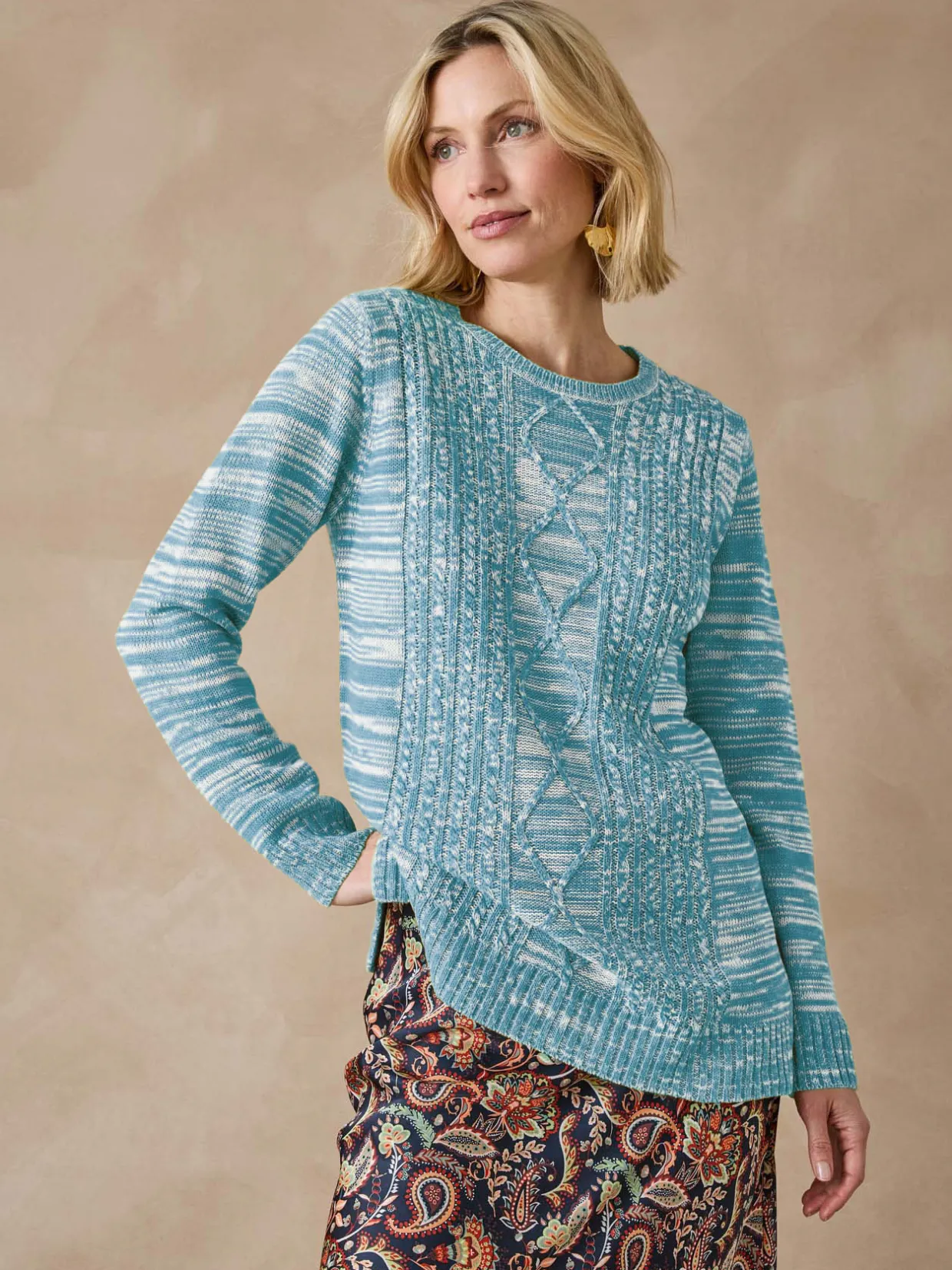 Femme Daxon Pull torsadé encolure ronde