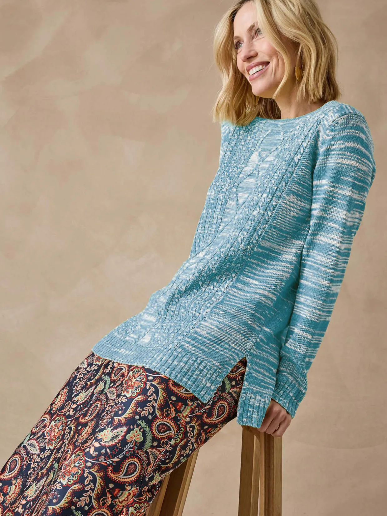 Femme Daxon Pull torsadé encolure ronde