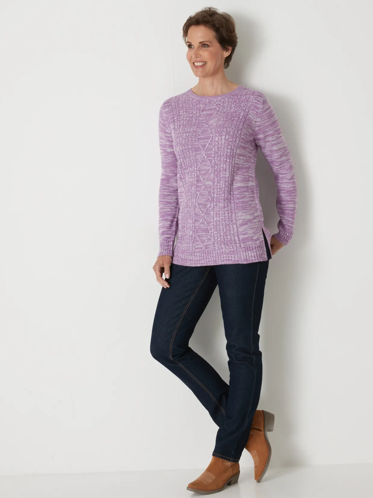 Femme Daxon Pull torsadé encolure ronde