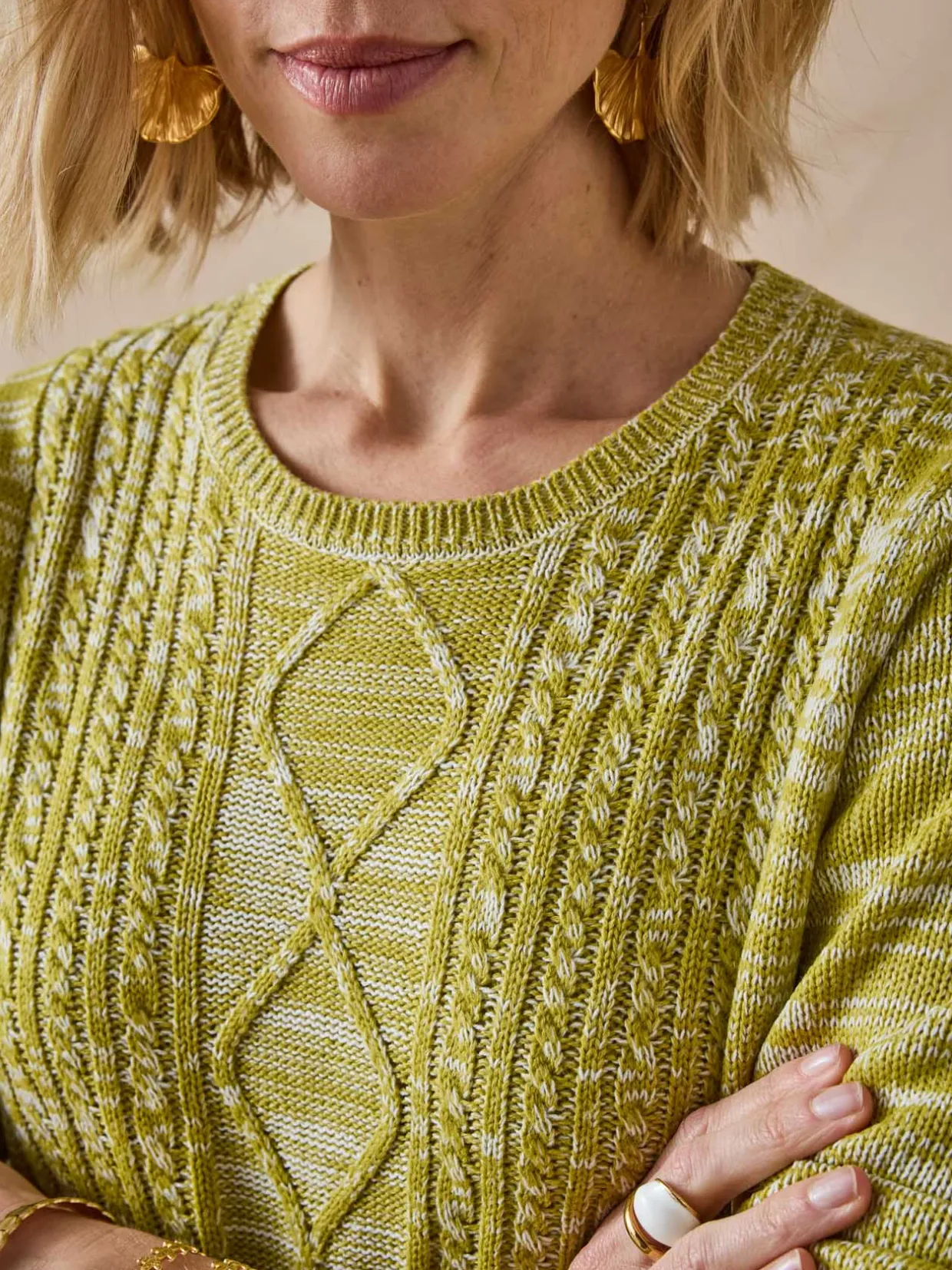 Femme Daxon Pull torsadé encolure ronde