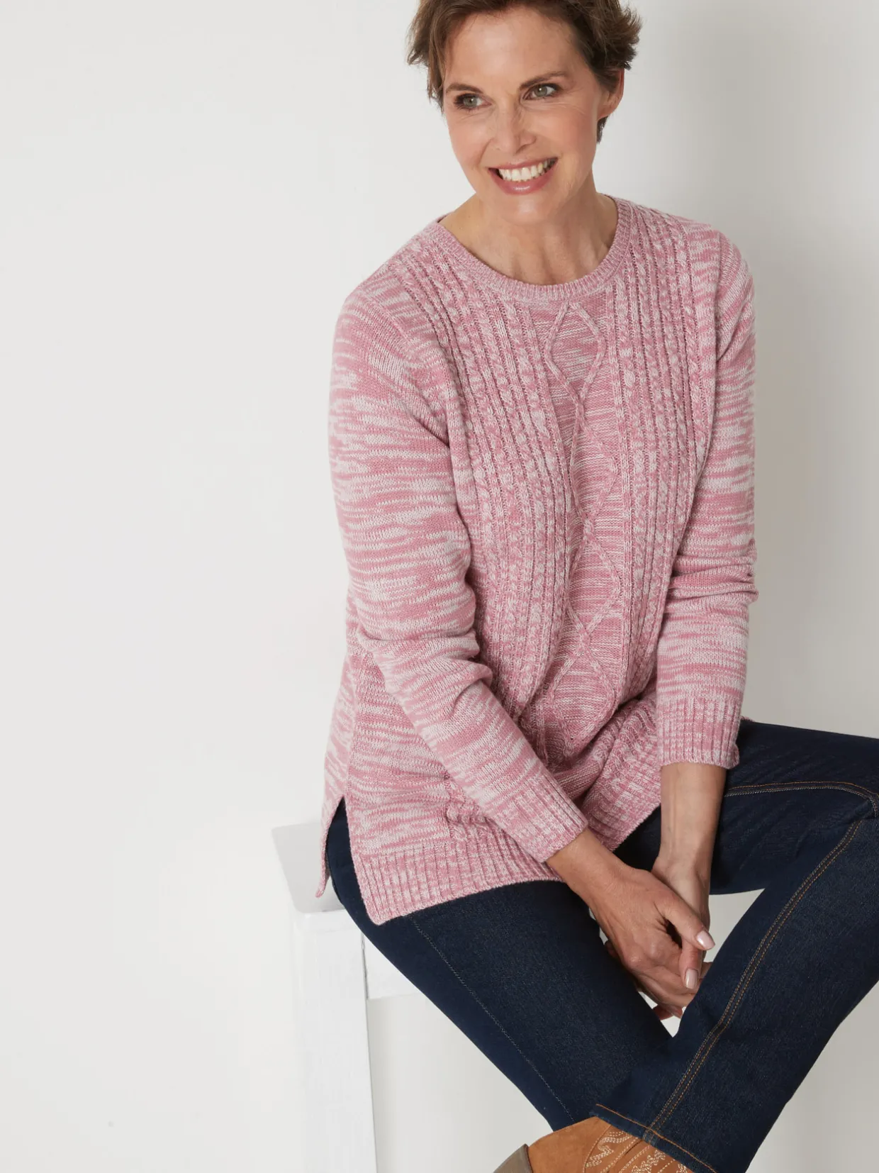 Femme Daxon Pull torsadé encolure ronde