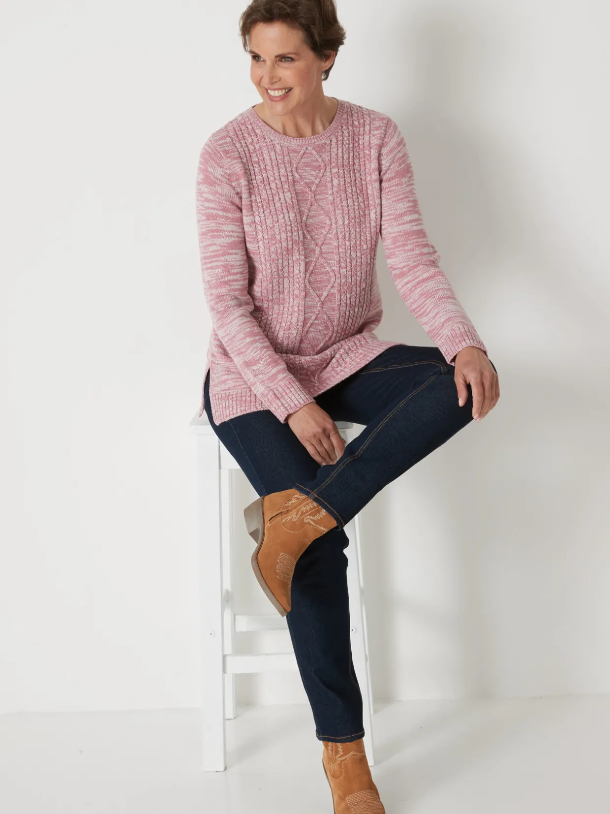 Femme Daxon Pull torsadé encolure ronde