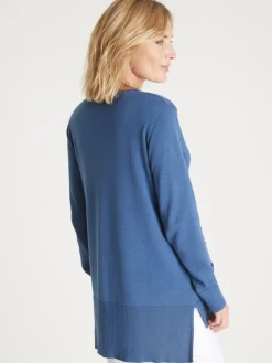 Femme Daxon Pull tunique maille fine col V