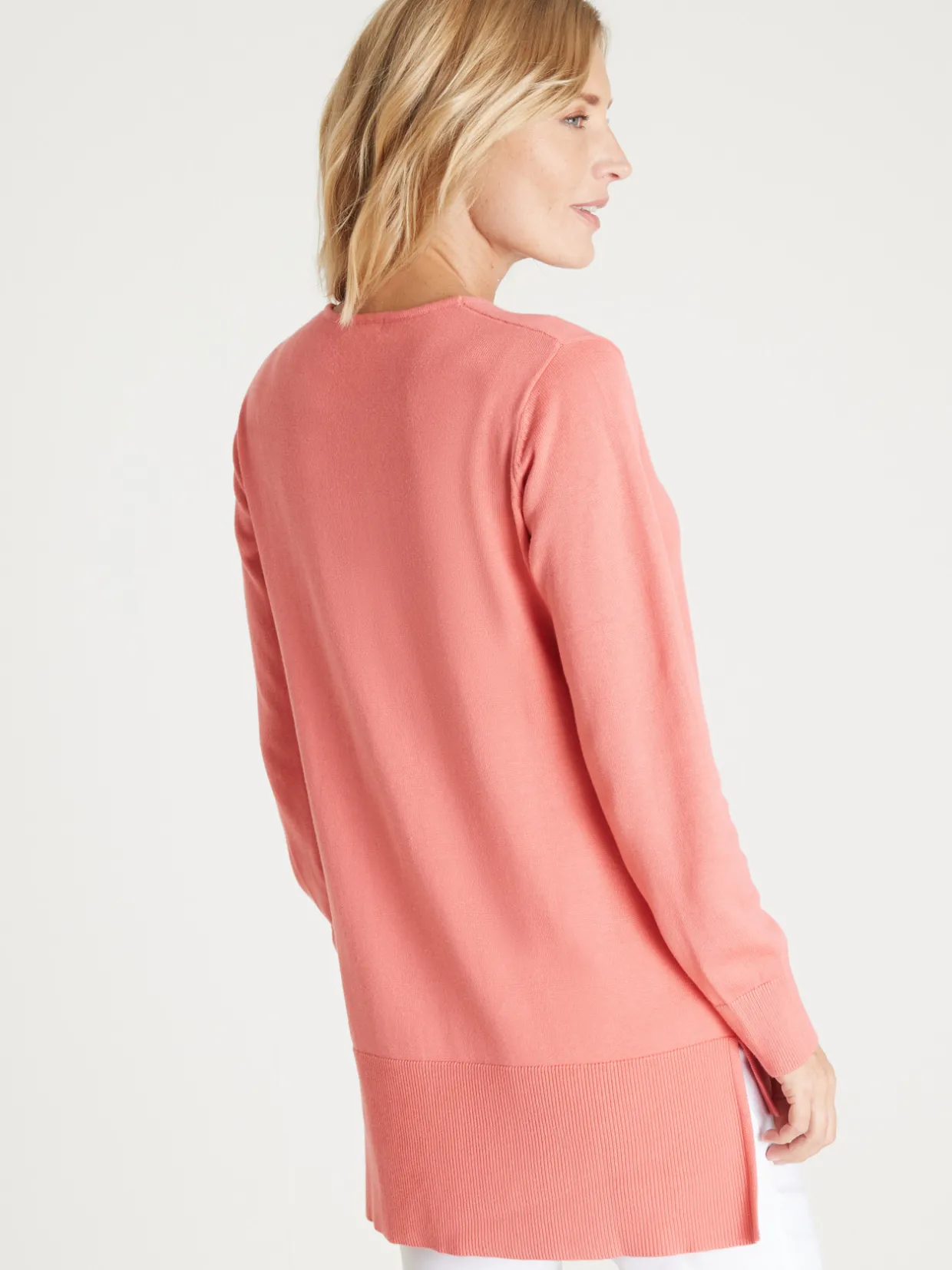 Femme Daxon Pull tunique maille fine col V