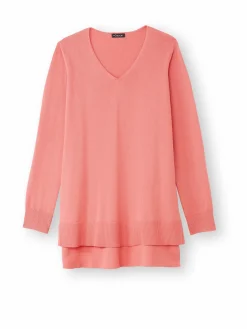 Femme Daxon Pull tunique maille fine col V