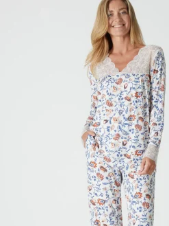 Daxon Pyjama empiècement dentelle