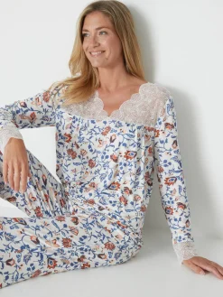 Daxon Pyjama empiècement dentelle