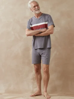 Homme Daxon Pyjashorts à rayures en jersey lot de 2