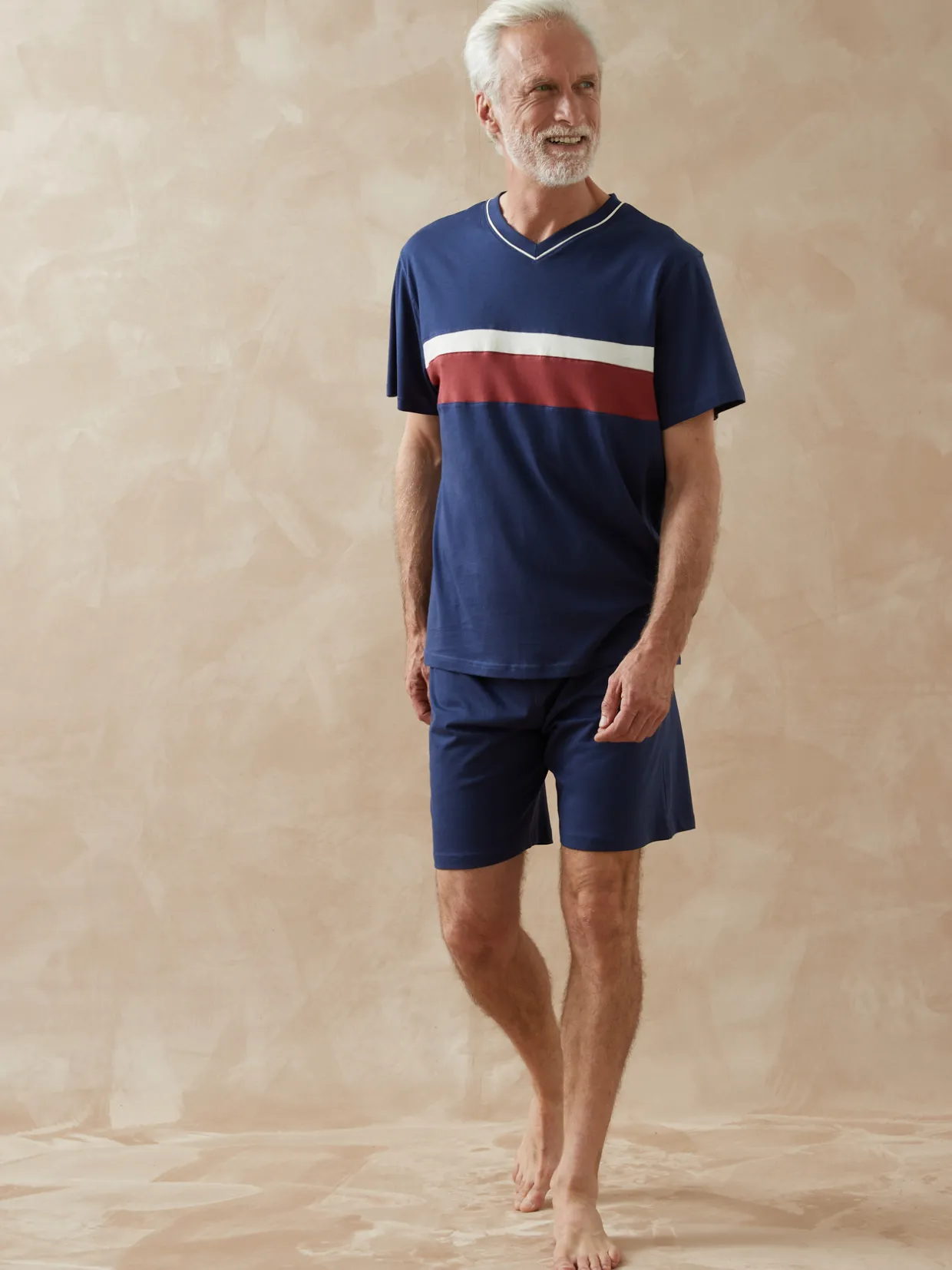 Homme Daxon Pyjashorts à rayures en jersey lot de 2