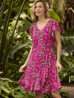 Femme Daxon Robe à volants, manches courtes