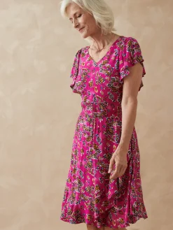 Femme Daxon Robe à volants, manches courtes