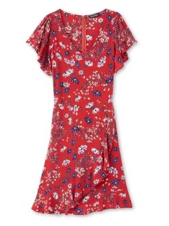 Femme Daxon Robe à volants, manches courtes