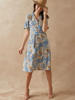 Femme Daxon Robe col tailleur manches courtes