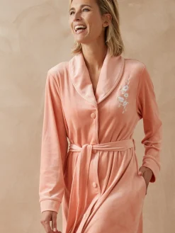 Daxon Robe de chambre boutonnée en velours